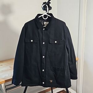 Black Denim Quilted Jacket H&M L.O.G.G. (Mens Large)